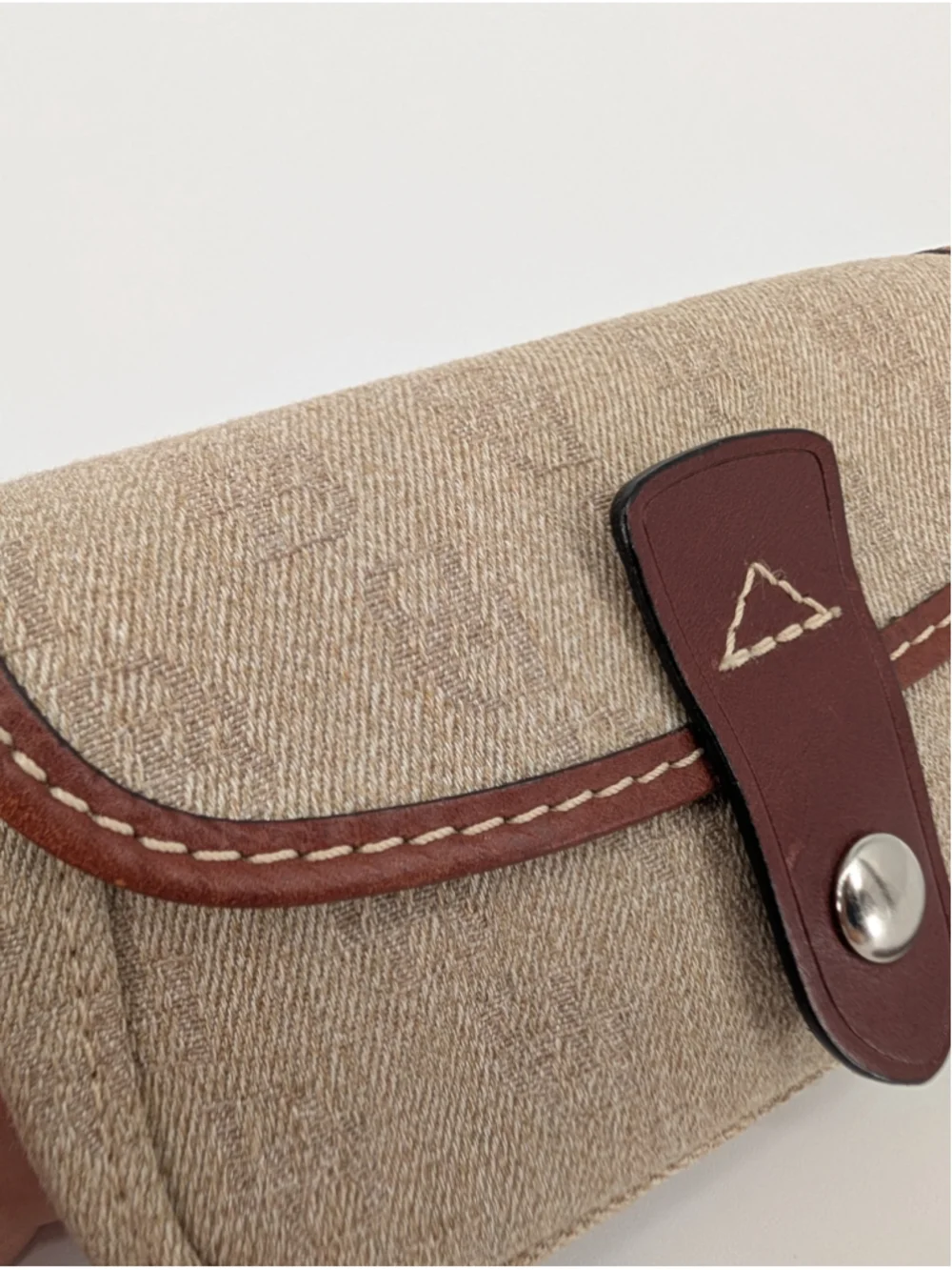 Dooney & Bourke Oncour Tweed Flap Wristlet Tan Brown Leather Trim